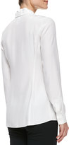 Thumbnail for your product : Lafayette 148 New York Silk Placket Blouse With Bar Tacking, Cloud