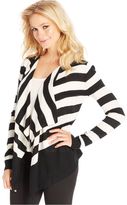 Thumbnail for your product : Amy Byer BCX Juniors' Striped Drape-Front Cardigan