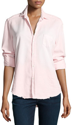 Frank And Eileen Eileen Long-Sleeve Distressed Italian Denim Shirt, Pink
