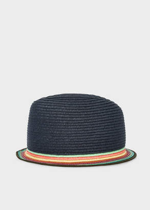 Paul Smith Men's Slate Blue Trilby Hat With 'Artist Stripe' Brim