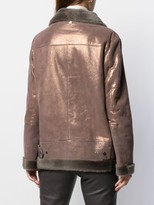 Thumbnail for your product : Lorena Antoniazzi Metallic Leather Biker Jacket