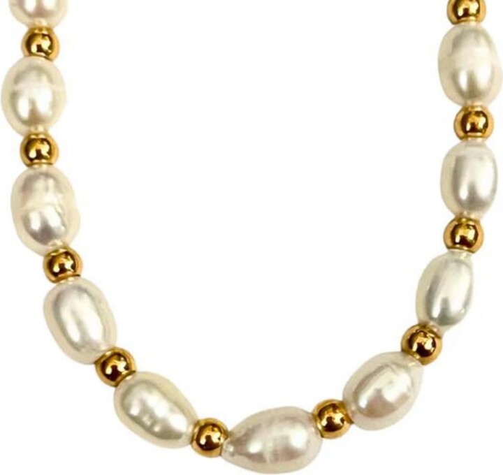 Nazzar Pearl Gold Bead Necklace