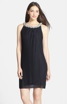 Thumbnail for your product : Donna Ricco Embellished Neck Chiffon Shift Dress