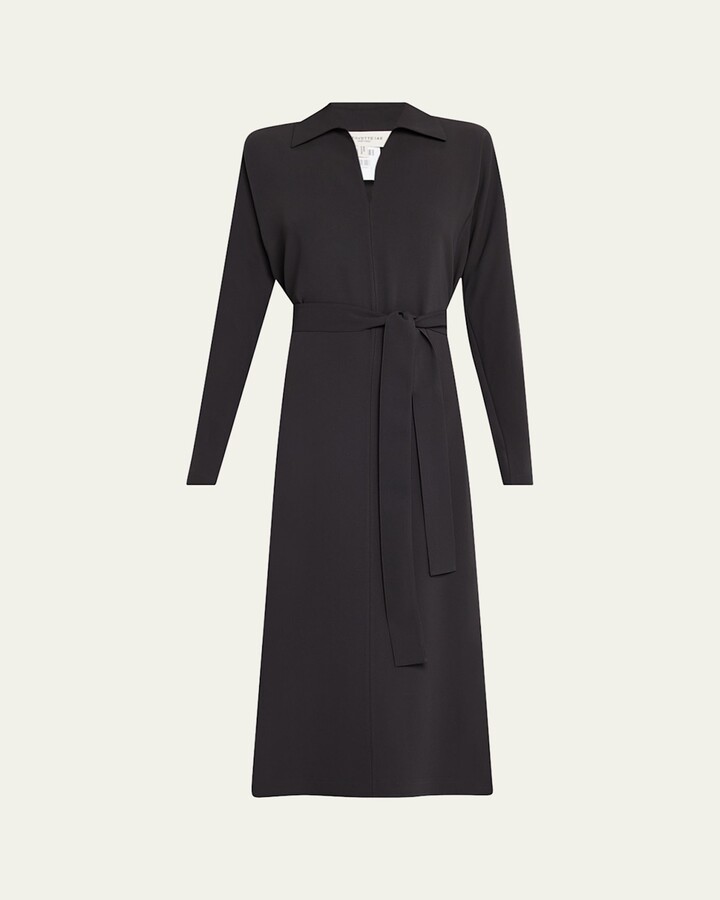 Lafayette 148 New York Belted Side Slit Midi Dress