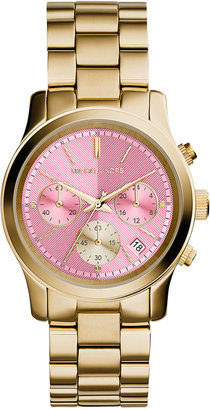 Michael Kors Women's Chronograph Runway Gold-Tone Stainless Steel Bracelet Watch 38mm MK6161