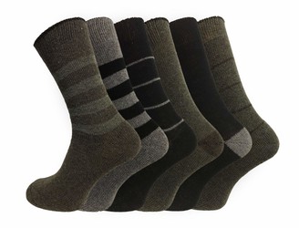 Socksmad Men's Luxury Boot Length Soft Wool Thermal Stripe Socks 6-11 UK 39-45 EU (6)