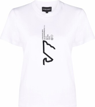 Emporio Armani graphic-embroidery logo-print T-shirt