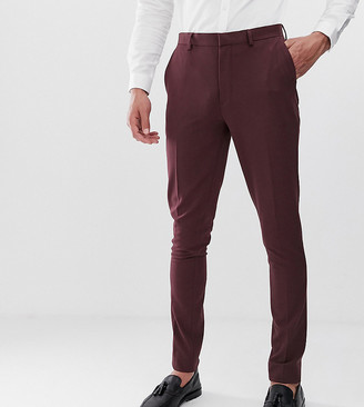 ASOS DESIGN Tall super skinny suit pants in burgundy