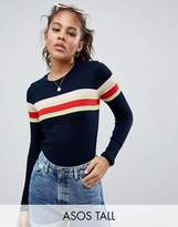 Thumbnail for your product : ASOS Tall DESIGN Tall jumper in rib with stripe