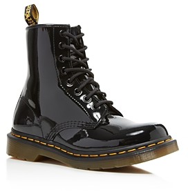 dr martens black lyric spin lace shoe patent flat shoes