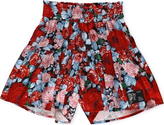 Msgm Kids Floral Print Shorts
