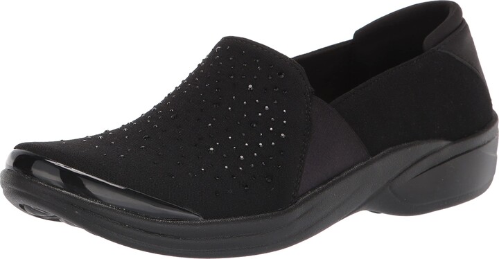 LifeStride BZees Womens Poppyseed Loafer Black Rhinestone 9 M