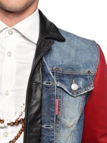 Thumbnail for your product : DSquared 1090 Stretch Cotton Denim & Leather Jacket
