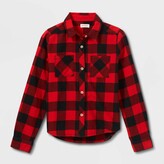 Thumbnail for your product : Cat & Jack Girls' Long Sleeve Flannel Button-Down Shirt Red/Black XXL