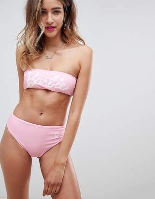 Missguided Barbie Logo Bandeau Bikini Top