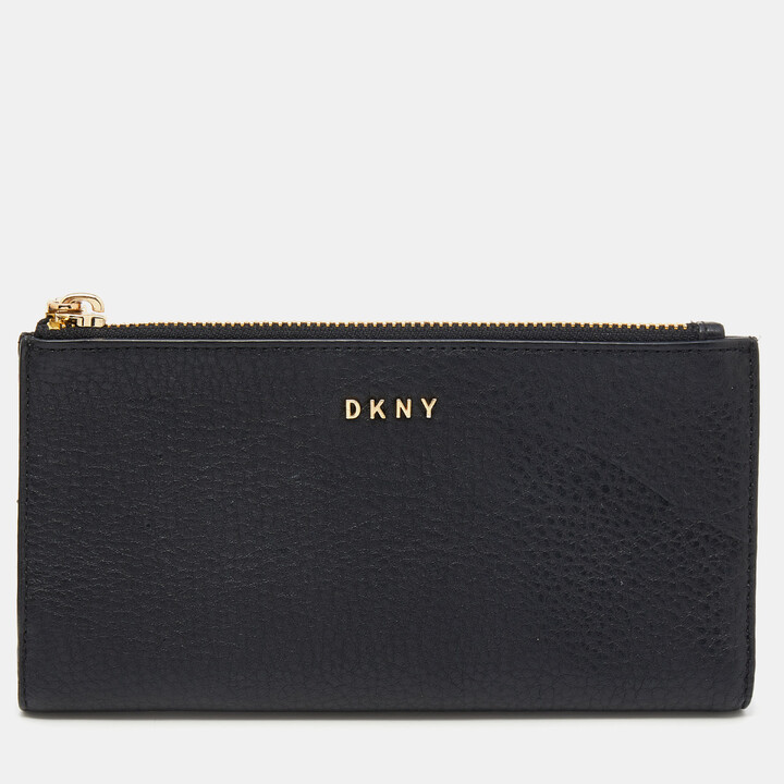 DKNY Black Leather Zip Bifold Wallet ShopStyle