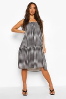 Thumbnail for your product : boohoo Gingham Tie Detail Strappy Midi Smock Dress