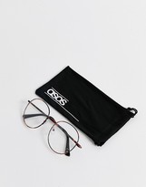 Thumbnail for your product : ASOS DESIGN metal tort clear lens glasses