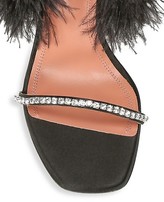 Thumbnail for your product : Amina Muaddi Adowa Feather- & Crystal-Embellished Satin Slingback Sandals
