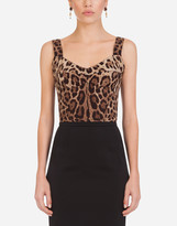 Thumbnail for your product : Dolce & Gabbana Bustier Top In Charmeuse With Leopard Print