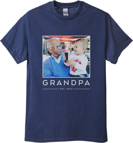 Shutterfly Custom Navy T-Shirts: Grandpa Est, Adult (L), Customizable Front & Back, Green, forest