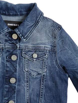 Diesel Kids Cotton Denim Jacket W/ Crystals