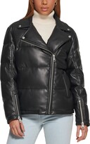 Faux Leather Moto Puffer Jacket 
