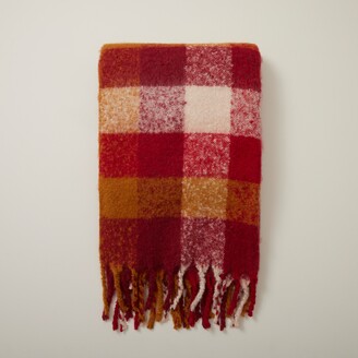 Oui Holiday Check Throw Blanket, Ribbon Red