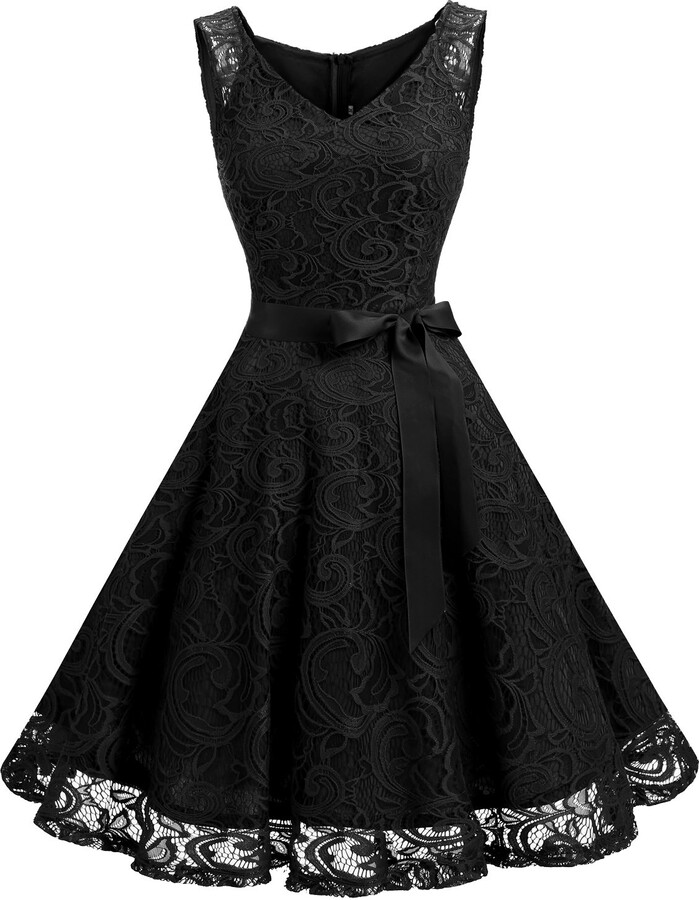 Party Wear Knee Length Black One Piece Dress Online Shopping