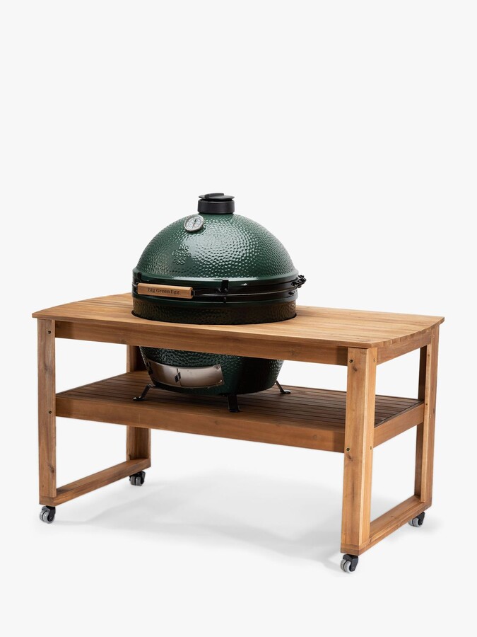 Big Green Egg Extra Large BBQ and Acacia Wood Table Bundle with