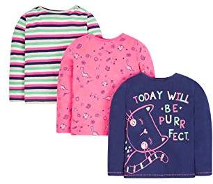 Mothercare Girl's 3 Pack Long Sleeve Top,(Size: 128 cms)