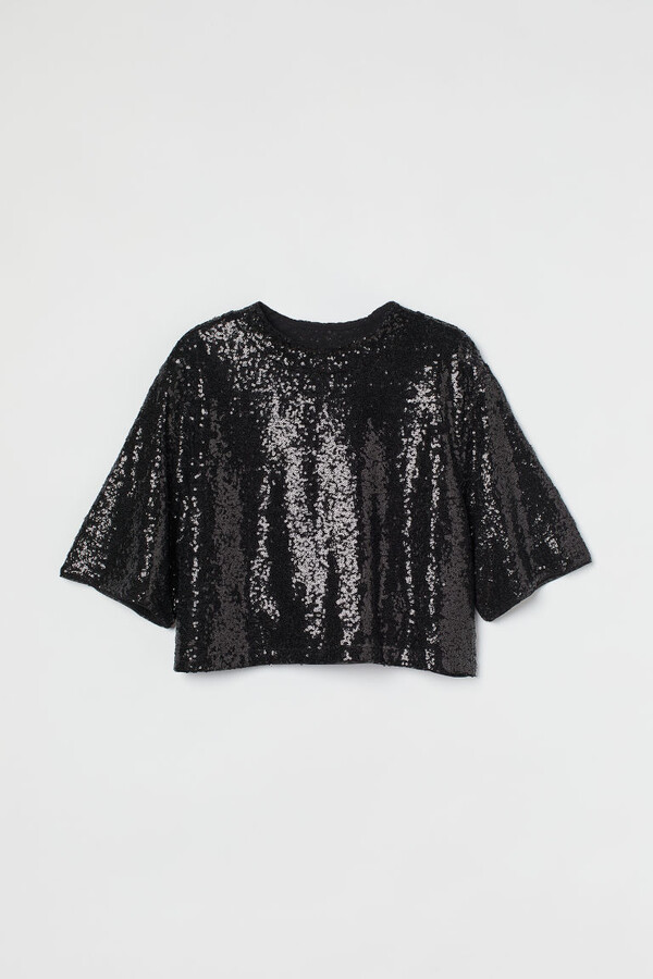 H&M Sequined Crop Top - ShopStyle