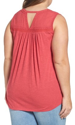 Lucky Brand Plus Size Women's Embroidered Pintuck Tank