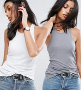 Thumbnail for your product : ASOS Vest In Fancy Rib 2 Pack
