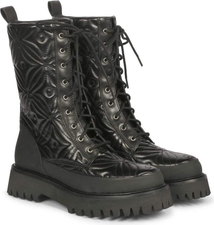 Saint G Women's Black Margot Embroidered Lace Up Boots ShopStyle