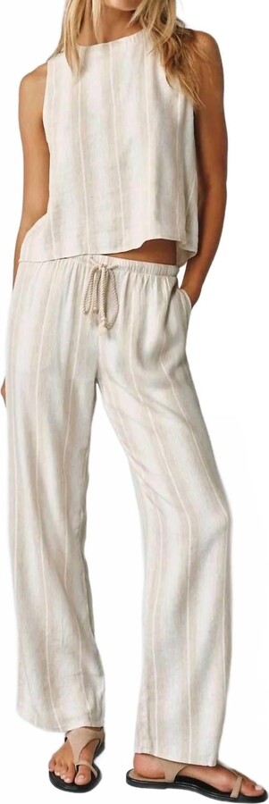 Bella Dahl Wide Leg Pant With Drawcord In Positano Sand Stripe