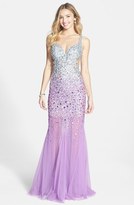Thumbnail for your product : Faviana Embellished Lace Bodice Tulle Gown