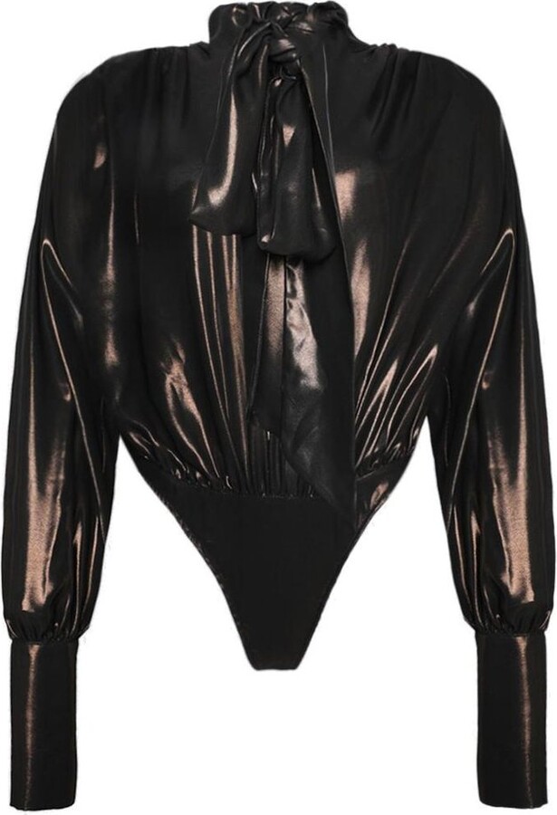 LaQuan Smith Necktie Detail Bodysuit
