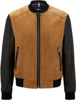 Thumbnail for your product : HUGO BOSS Bomber jacket in suede and leather
