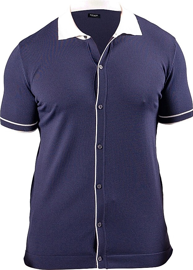 Maceoo Men's Button Polo Shirt - Blue - Size Small