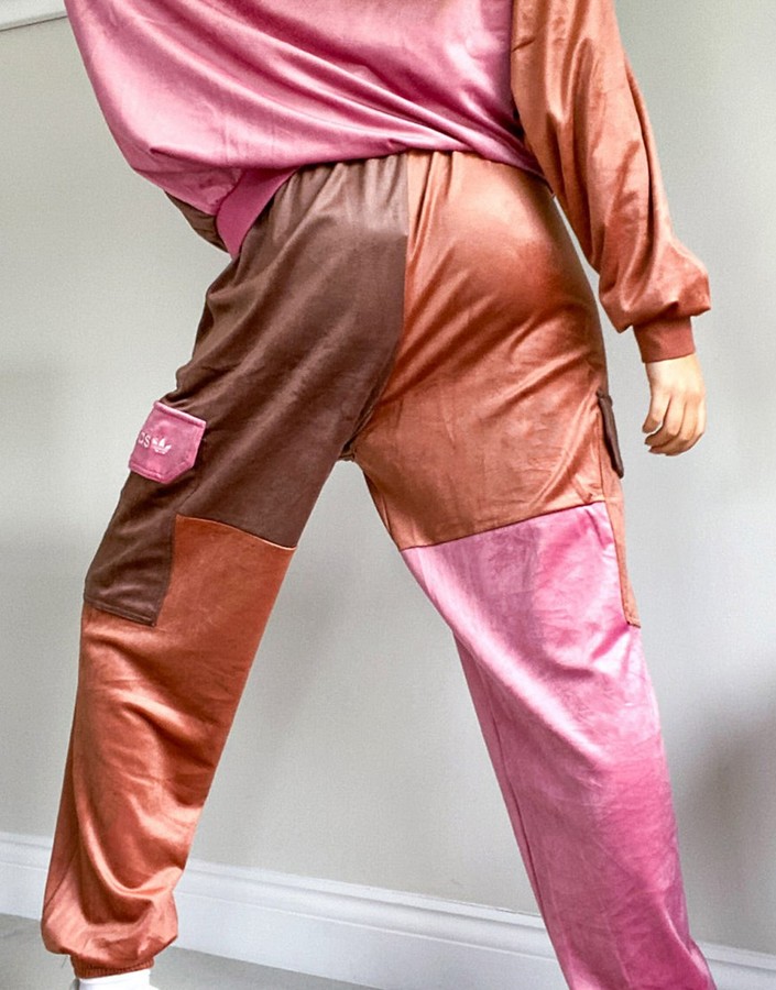 adidas 'Cosy Comfort' velour cuffed joggers with pockets in colour block - ShopStyle Activewear 
