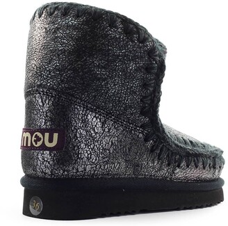 Mou Women's Silver Leather Ankle Boots