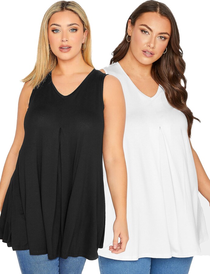 Yours 2 Pack Curve & White Swing Vest Tops Women's Plus Size Curve ShopStyle
