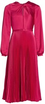 Thumbnail for your product : ML Monique Lhuillier Pleated Satin Midi Dress
