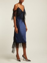 Thumbnail for your product : Romance Was Born Devotion Lace-trimmed Satin Dress - Navy