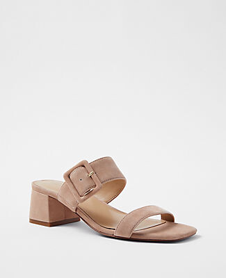 Ann Taylor Suede Two Strap Buckle Sandals