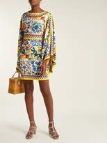 Thumbnail for your product : Dolce & Gabbana Majolica Print Silk Blend Charmeuse Dress - Womens - White Print