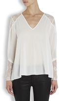 Thumbnail for your product : Alice + Olivia Off white lace and silk georgette blouse