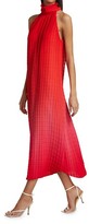 Thumbnail for your product : Lela Rose Raised Plisse Chiffon Halter Midi Dress
