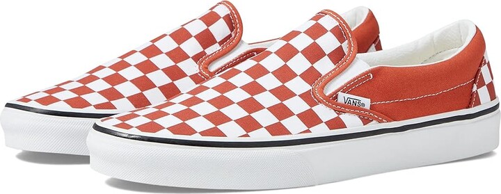 Vans Classic Slip-On (Color Theory Checkerboard Burnt Ochre) Skate Shoes -  ShopStyle